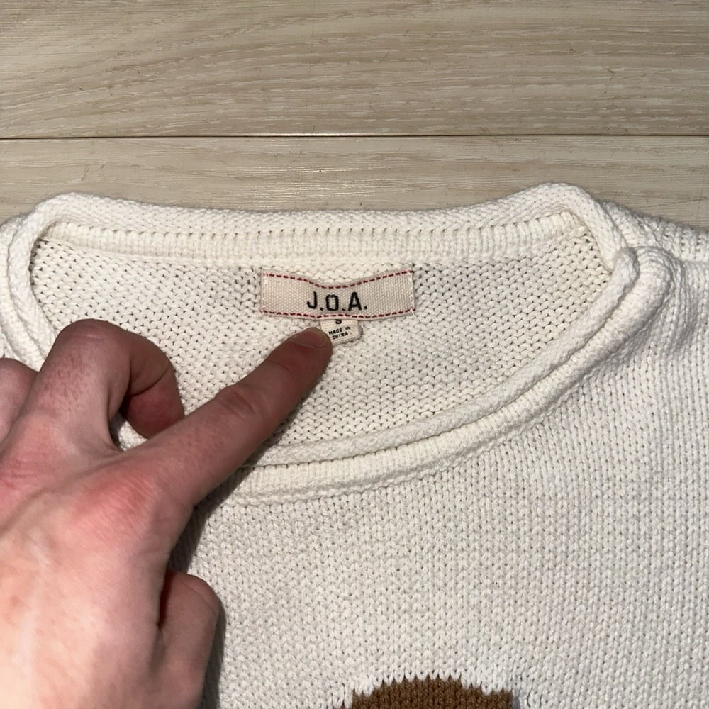 Boho Cowgirl Boots Knit Sweatshirt Size Small Women's White Cozy J.O.A Western - Picture 5 of 9